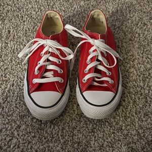 Converse Kids Red Canvas Low-Top Sneakers with White Laces